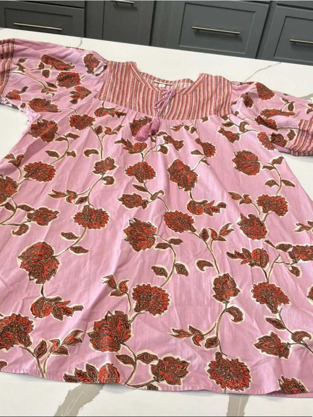 Knox Rose Pink Floral Maxi Dress with Red Print XL With Pockets